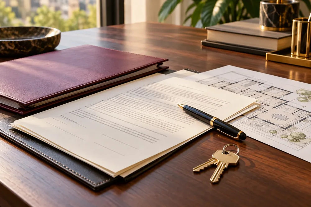 Illustrative property purchase documents, survey plan and keys